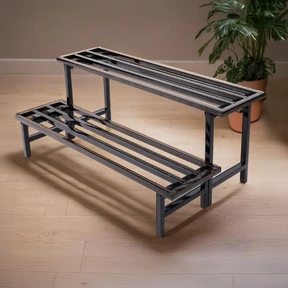 2-Tier Heavy Duty Metal Tube Plant Stand