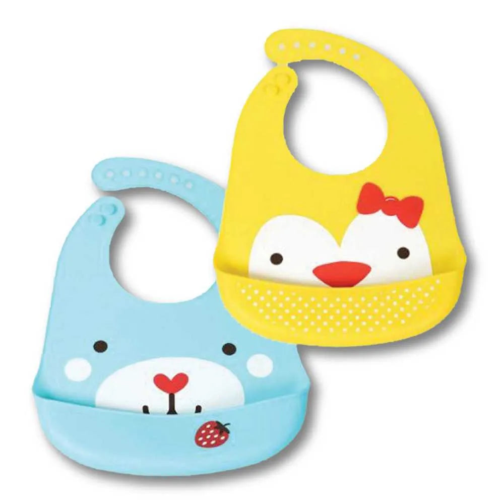 Baby Waterproof Silicone Bib with Pocket | Set of 2