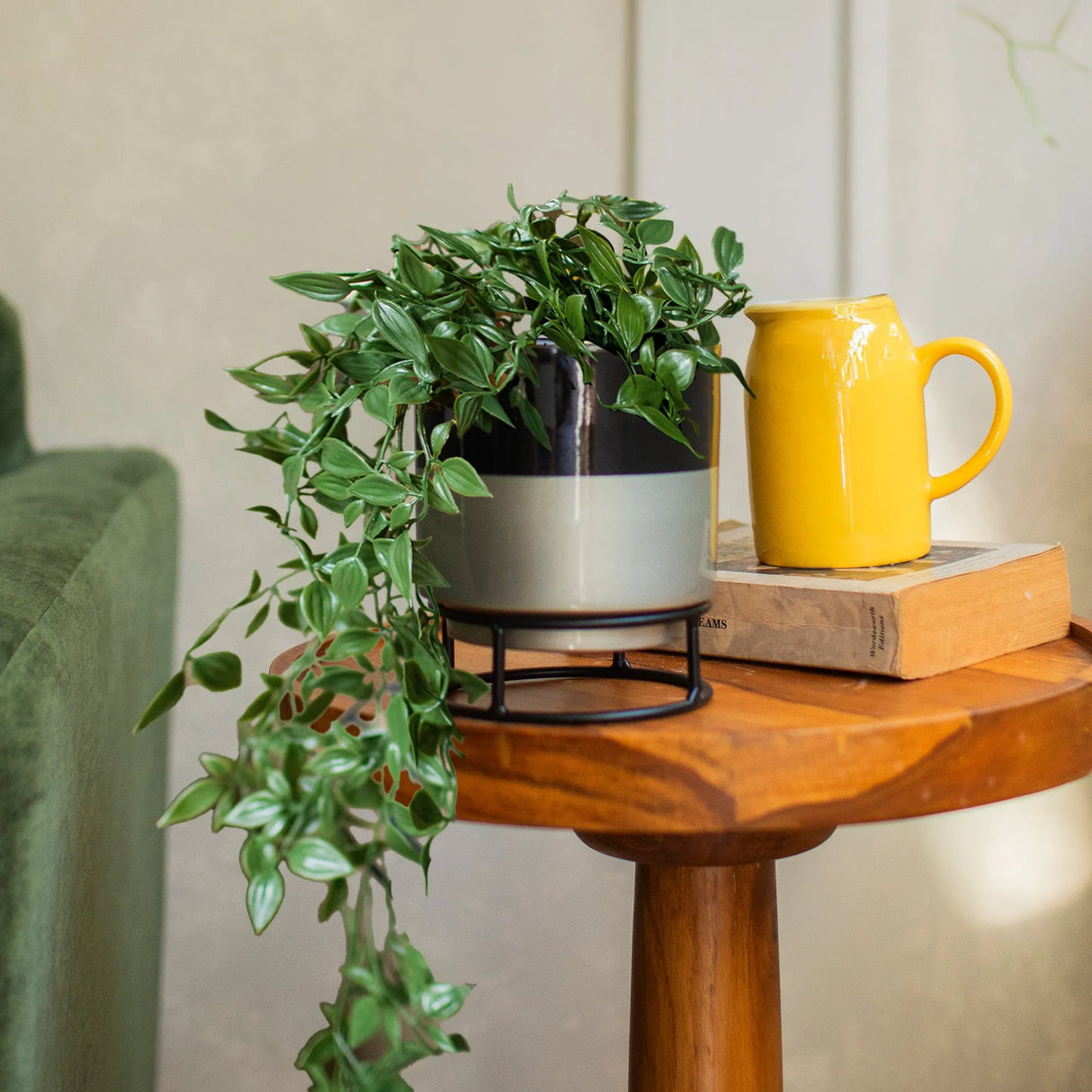 Evergreen Duo: Metal Planter & Artificial Creeper