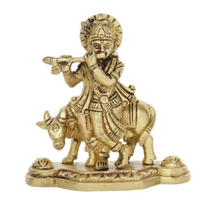 Shri Krishna Kamadhenu Idol | Pure Bras | Antique Finish