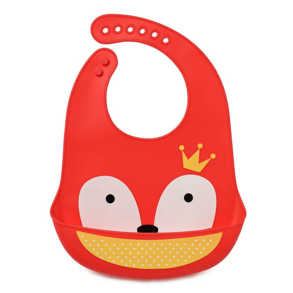 Red and yellow silicone bib for kids 