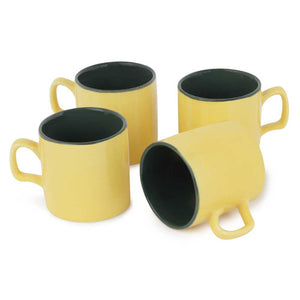 Green and yellow coffee mug set