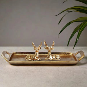 Lucky Antlers |  Small Metal Tray and Brass Deer