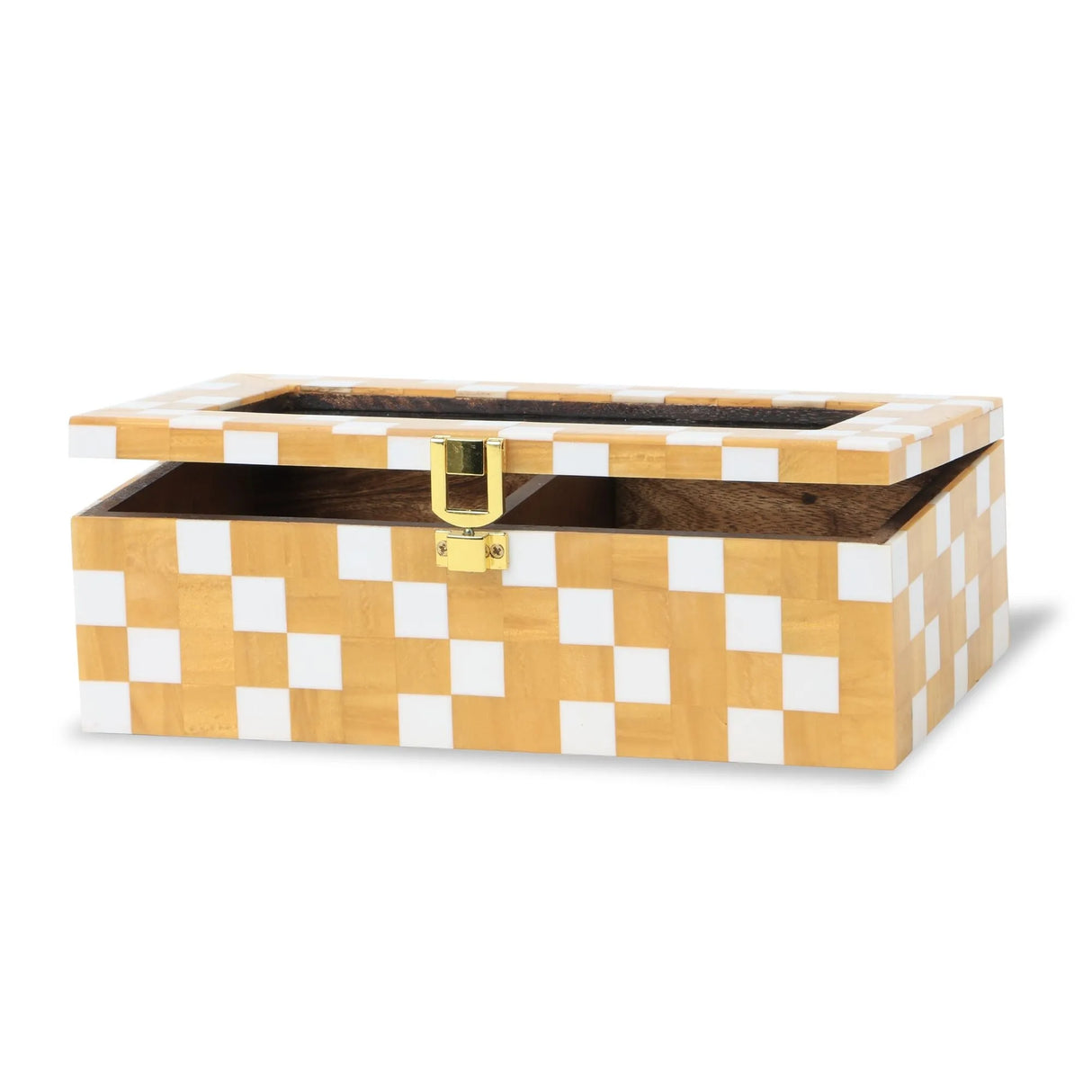 Checkered Pattern Decorative Storage Box with Lock