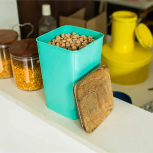 Square Metal Storage Jar