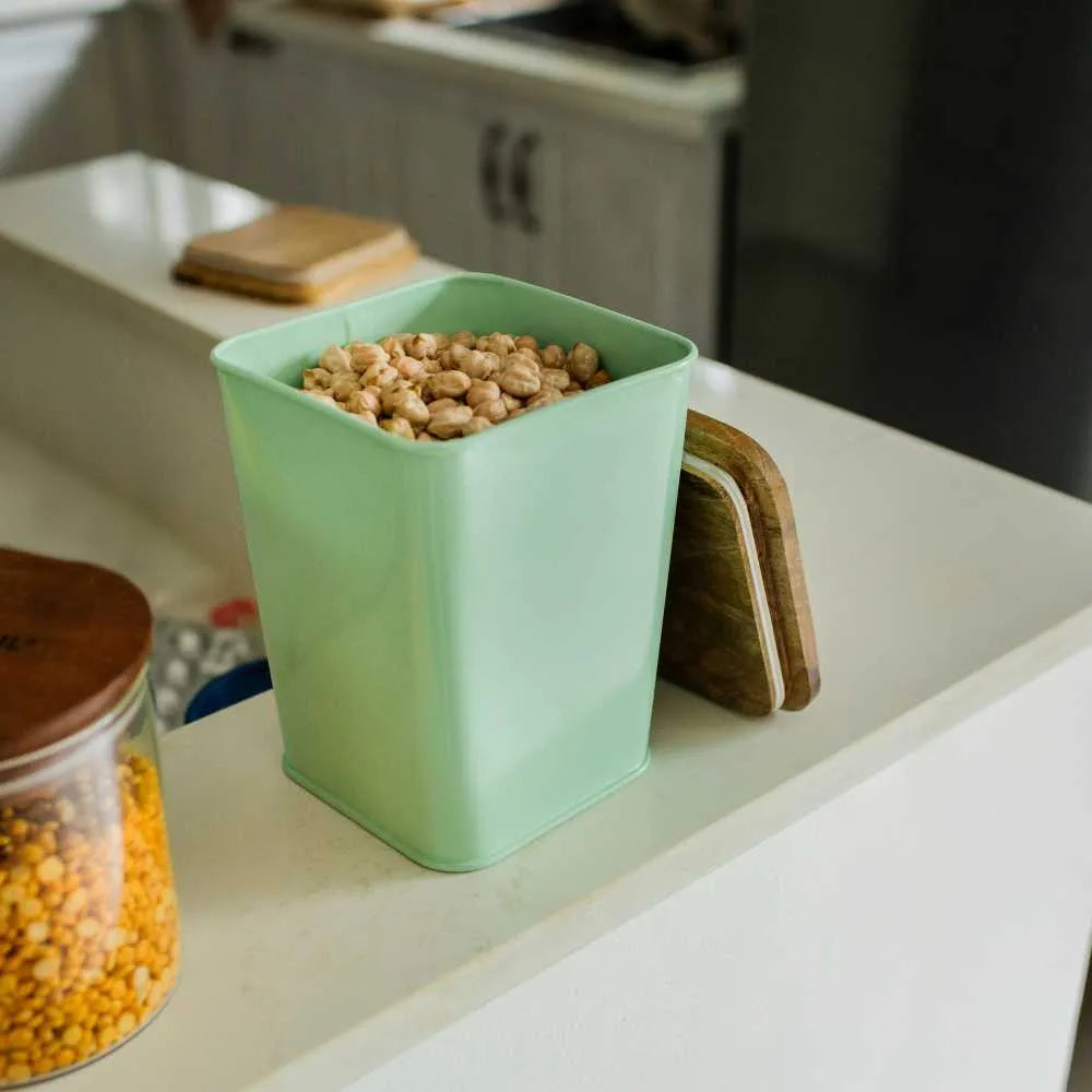 Square Metal Storage Jar