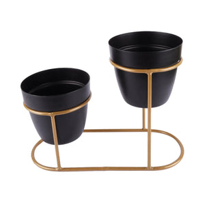 Dual Stand with 2 Black Planters