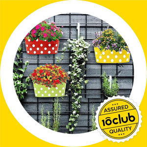 Polka Double Hook Metal Balcony Planter Set