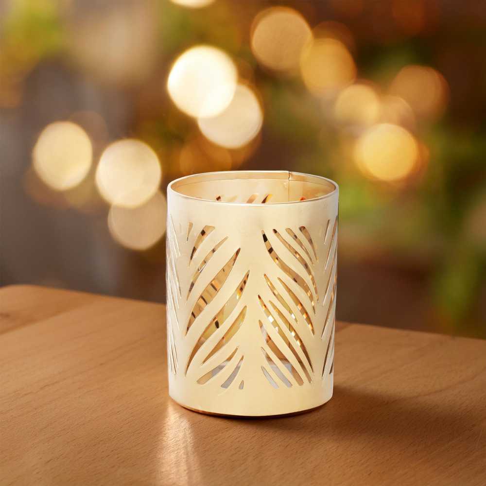 Gold jaali detail candle holder