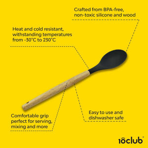 heat and cold resistant silicone spoon with wooden handle 