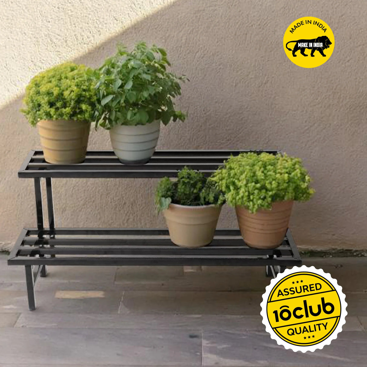 2-Tier Heavy Duty Metal Tube Plant Stand