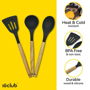 Heat and cold resistant silicone utensil set of 3 