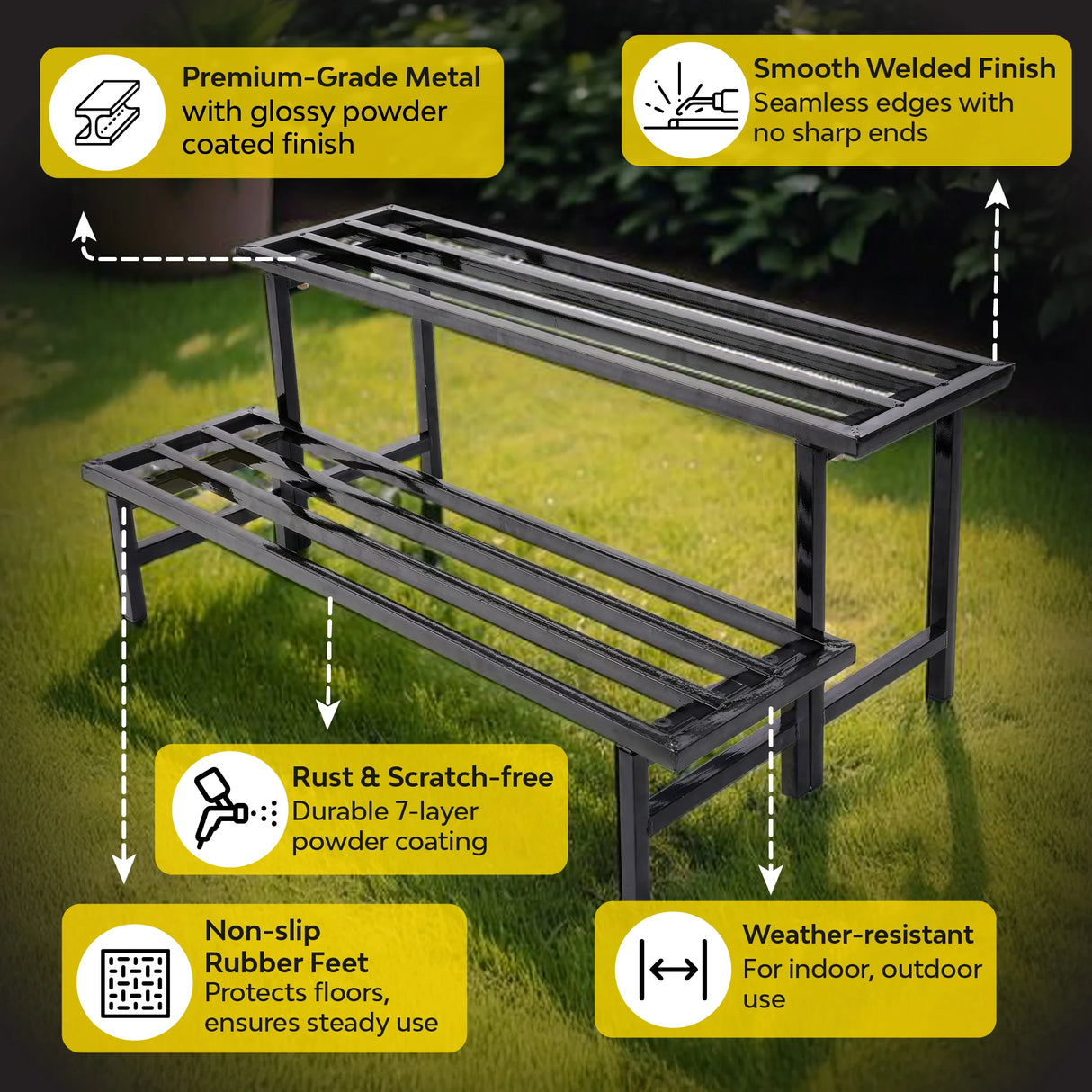 2-Tier Heavy Duty Metal Tube Plant Stand