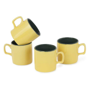 green and yellow ceramic coffee mug set of 4