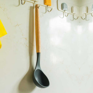 Silicone ladle with wooden handle