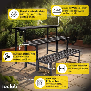 3-Tier Heavy Duty Metal Tube Plant Stand