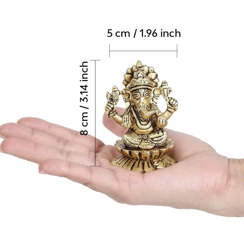 Kamal Ganesh Idol | Pure Brass | Antique Finish