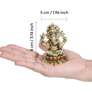 Kamal Ganesh Idol | Pure Brass | Antique Finish