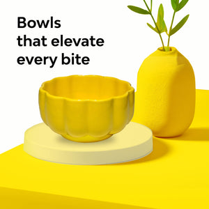 Ceramic Yellow scalloped serving bowl 