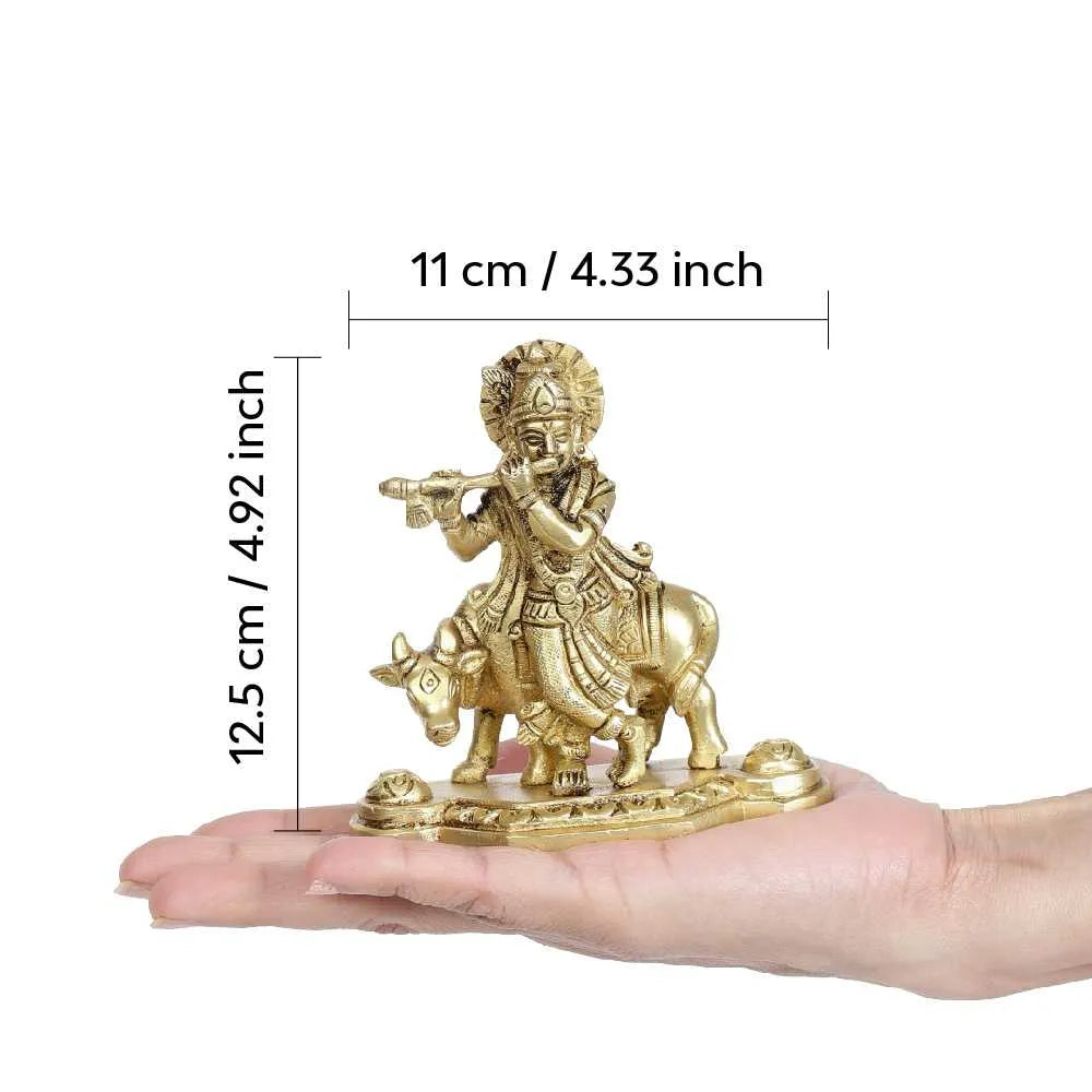 Shri Krishna Kamadhenu Idol | Pure Bras | Antique Finish