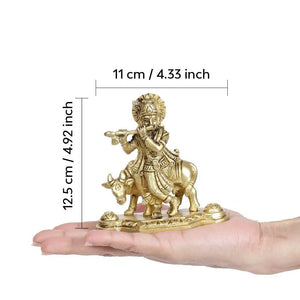 Shri Krishna Kamadhenu Idol | Pure Bras | Antique Finish