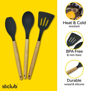 Heat resistant silicone spatula utensil set of 3 