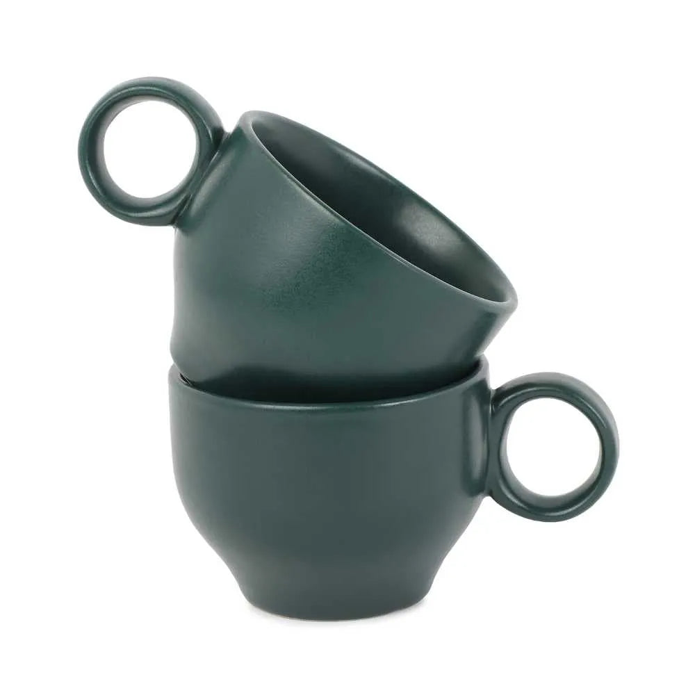 Ring Handle Ceramic Cup  | Set of 2