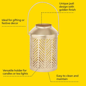 jaali cut out golden lantern
