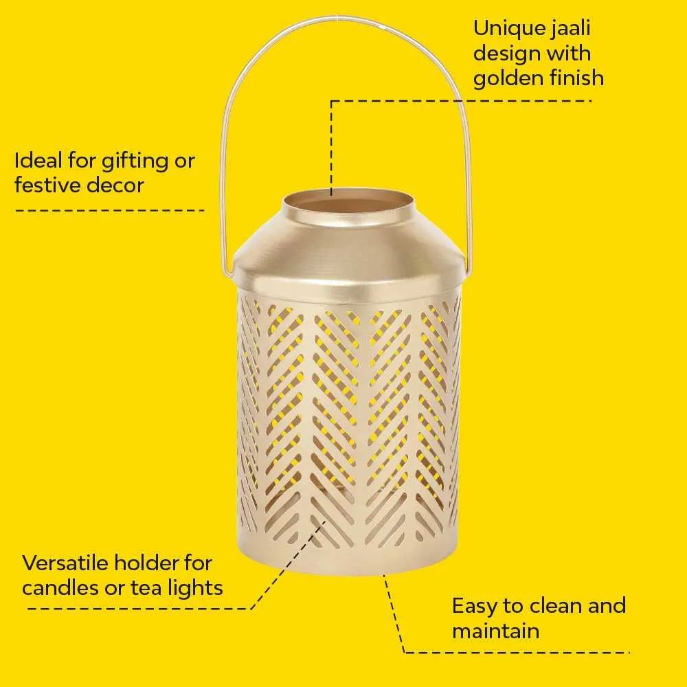 Jaali Leaf Metal Lantern