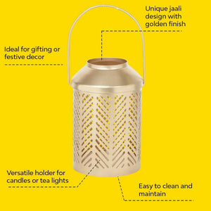 Jaali Leaf Metal Lantern