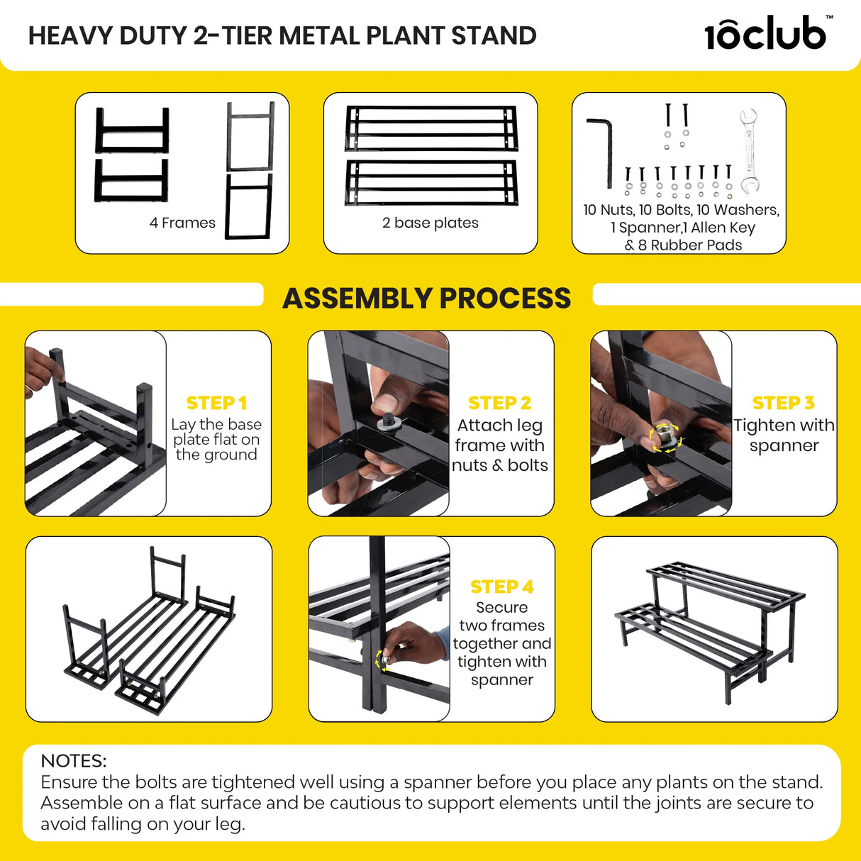 2-Tier Heavy Duty Metal Tube Plant Stand