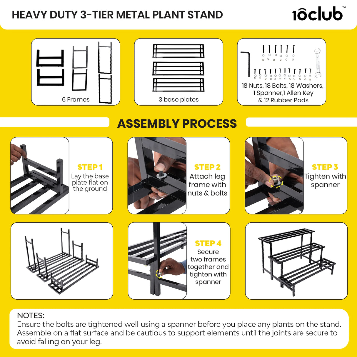 3-Tier Heavy Duty Metal Tube Plant Stand