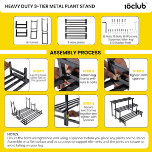 3-Tier Heavy Duty Metal Tube Plant Stand