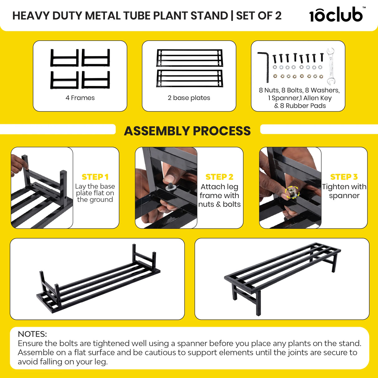 Heavy Duty Metal Tube Plant Stand | Set of 2