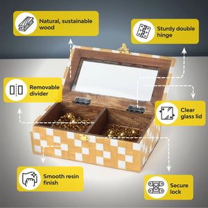 Checkered Pattern Decorative Storage Box with Lock