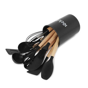 Black silicone spatula set