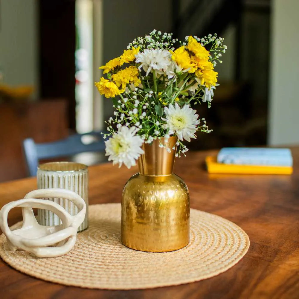 Hammered Metal Jar Vase