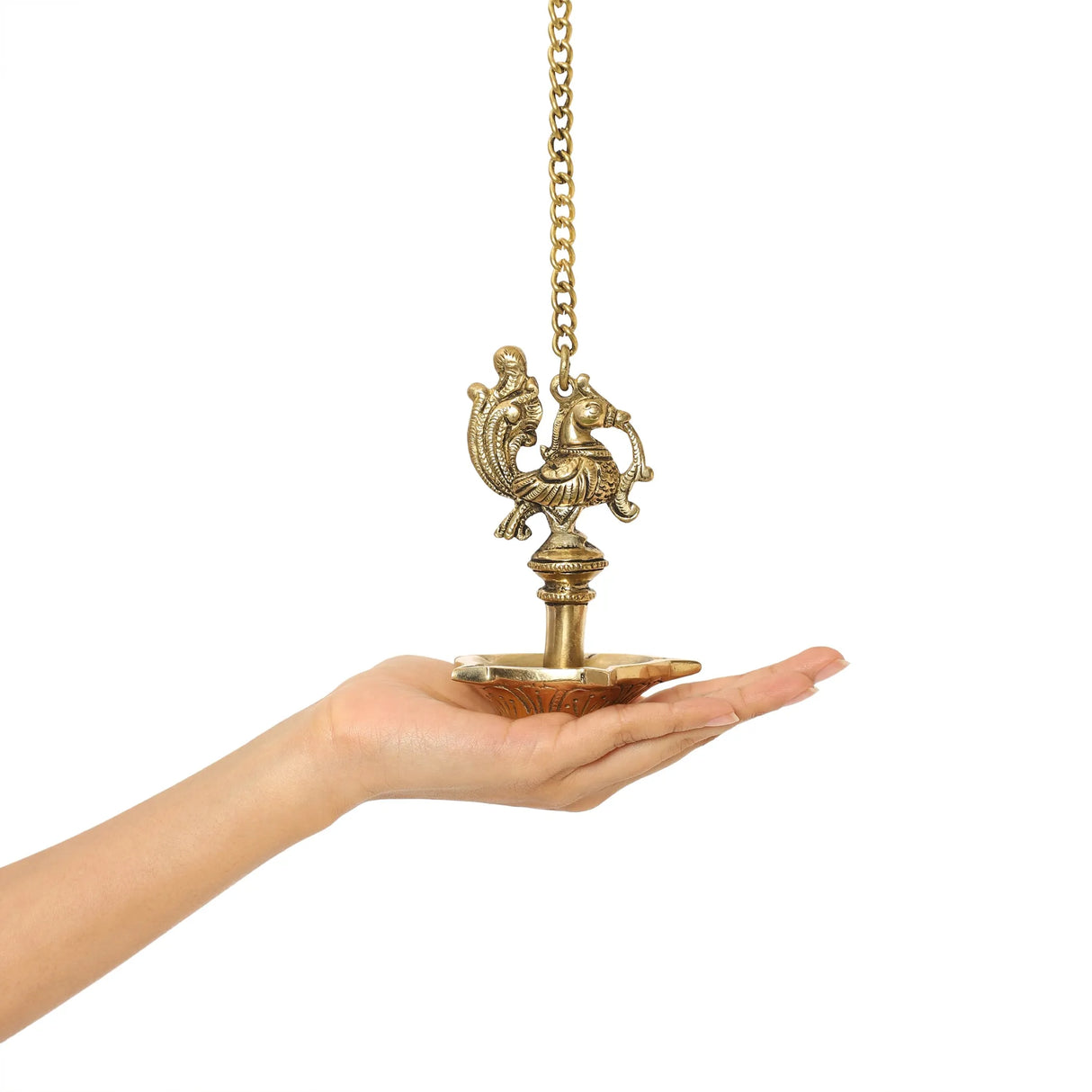 Peacock Hanging Brass Diya | Pure Brass |  Antique Finish