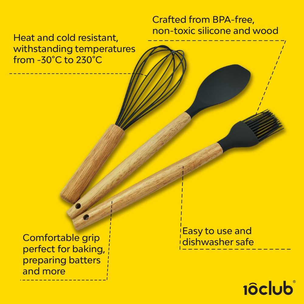 Silicone baking tools with wooden handle 