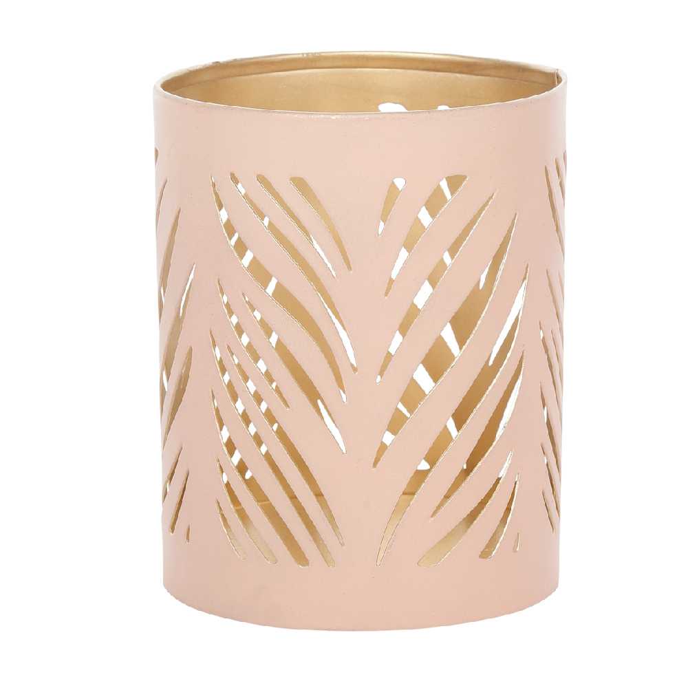 Peach and gold candle holder with jaali details