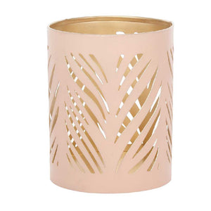 Peach and gold candle holder with jaali details