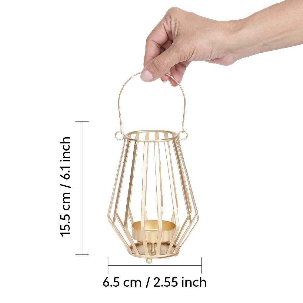 Golden finish lantern for home decor