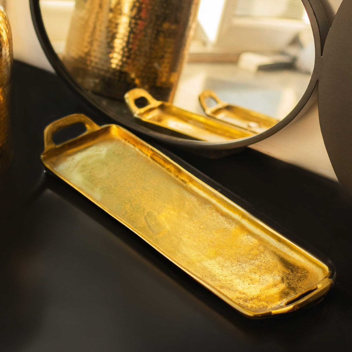 Textured Metallic Gold Decor Tray