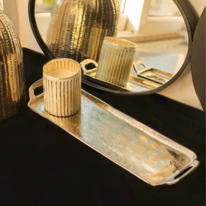 Textured Metallic Silver Decor Tray