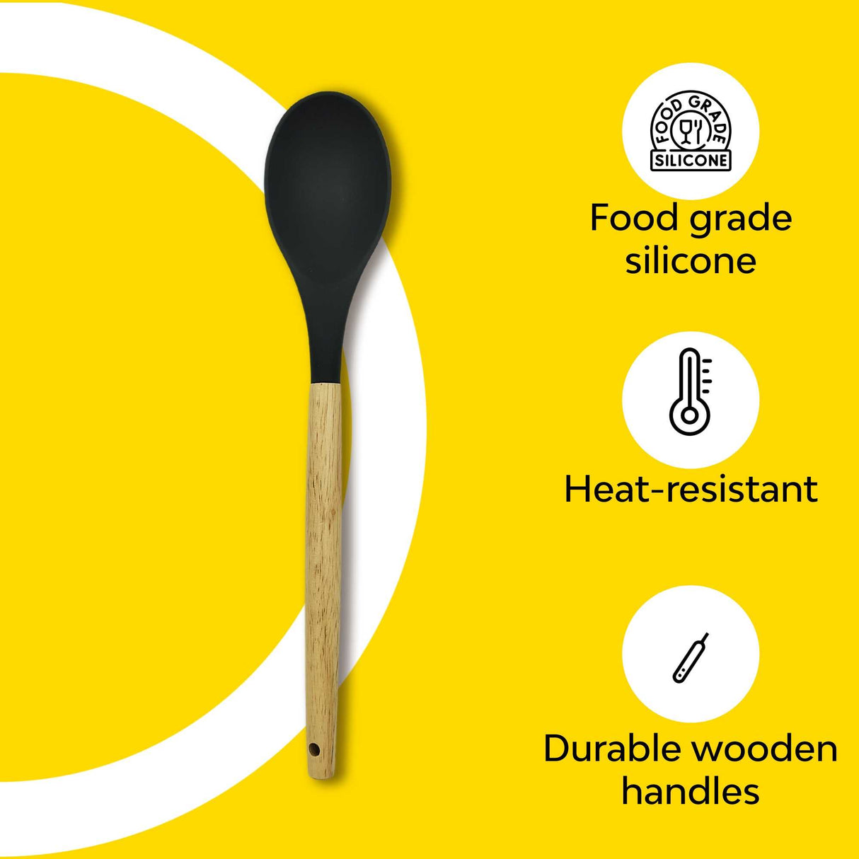 heat resistant silicone spoon with wooden handle 