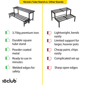 2-Tier Heavy Duty Metal Tube Plant Stand