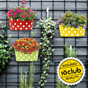 Polka Double Hook Metal Balcony Planter Set