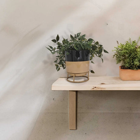 Evergreen Duo: Metal Planter & Artificial Potted Fern