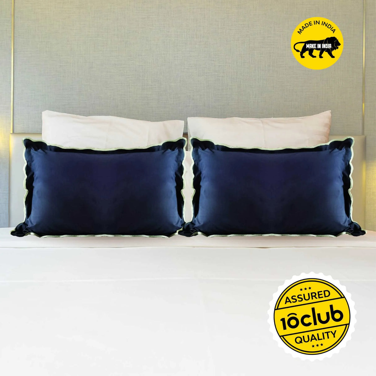 Scallop Piping 100% Cotton Bed Pillow Cover | Single