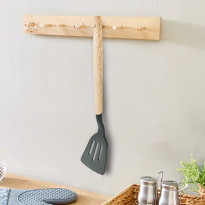 silicone turner with wood handle for kitchen 